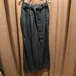 Ann Taylor high waist wide leg chambray trousers
